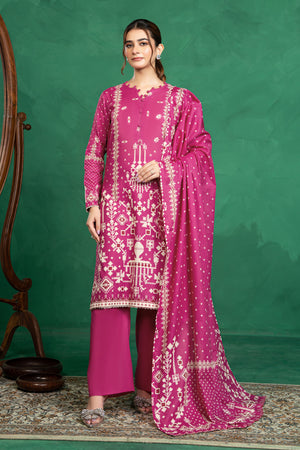 3 Piece Unstitched Pink Printed Cotton - (Vol-110/13)D3 - SAFANOOOR