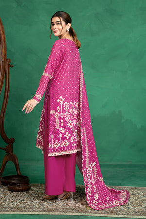 3 Piece Unstitched Pink Printed Cotton - (Vol-110/13)D3 - SAFANOOOR