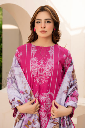 3 Piece Unstitched Pink Printed Khaddar - (Vol-111/10)D8 - SAFANOOOR