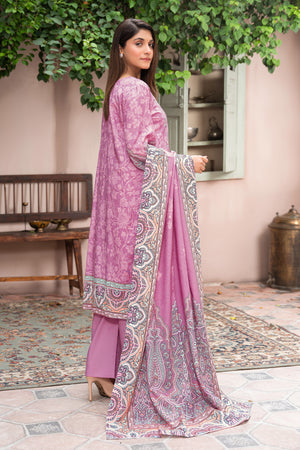 3 Piece Unstitched Pink Printed Khaddar - (Vol-111/11)D3 - SAFANOOOR