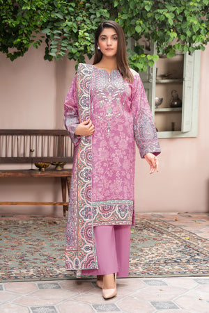 3 Piece Unstitched Pink Printed Khaddar - (Vol-111/11)D3 - SAFANOOOR