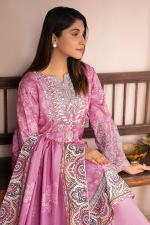 3 Piece Unstitched Pink Printed Khaddar - (Vol-111/11)D3 - SAFANOOOR