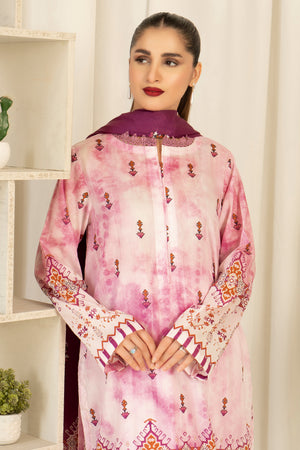 3 Piece Unstitched Pink Printed Lawn - (Vol-102/21)3P-S-25-D1 - SAFANOOR