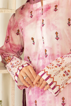 3 Piece Unstitched Pink Printed Lawn - (Vol-102/21)3P-S-25-D1 - SAFANOOR