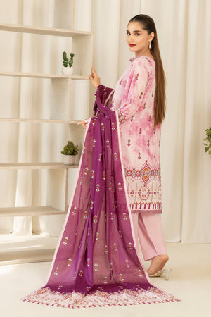3 Piece Unstitched Pink Printed Lawn - (Vol-102/21)3P-S-25-D1 - SAFANOOR