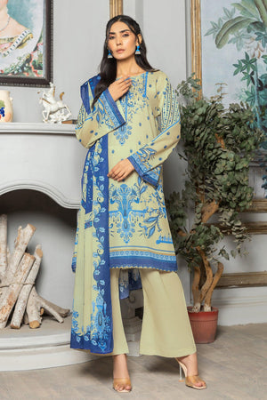 3 Piece Unstitched Pistachio Printed Lawn - SafaNoor
