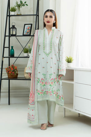 3 Piece Unstitched Pistachio Printed Lawn - (Vol-102/21)3P-S-25-D5 - SAFANOOR