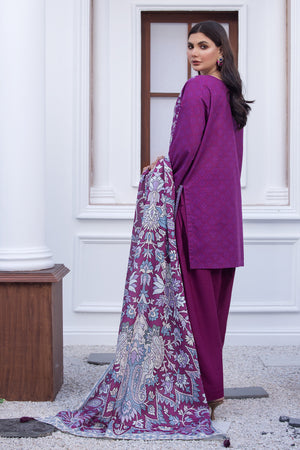 3 Piece Unstitched Purple Embroidered Khaddar - (Vol-115/08)D4 - SAFANOOOR