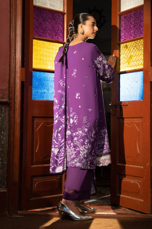 3 Piece Unstitched Purple Embroidered Linen - (Vol-113/01)D9 - SAFANOOOR