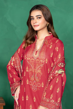 3 Piece Unstitched Red Printed Cotton - (Vol-110/13)D9 - SAFANOOOR