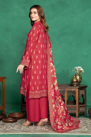 3 Piece Unstitched Red Printed Cotton - (Vol-110/13)D9 - SAFANOOOR