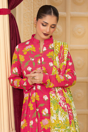 3 Piece Unstitched Red Printed Linen - (Vol-114/08)D4 - SAFANOOOR