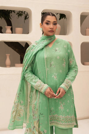 3 Piece Unstitched Sea Green Premium Printed Lawn Suit By Safa Noor Summer 2026 Niga Collection