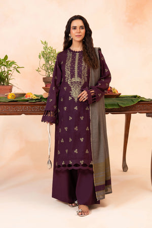 3 Piece Unstitched Seal Brown Premium Embroidered Self Jacquard Lawn Suit By Safa Noor Summer 26 Nazneen Collection