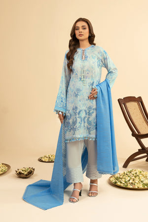 3 Piece Unstitched Sky Blue Premium Embroidered Jacquard Lawn Suit By Safa Noor Summer 2026 Dahlia Collection