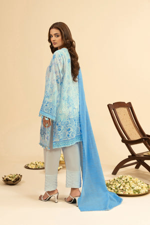 3 Piece Unstitched Sky Blue Premium Embroidered Jacquard Lawn Suit By Safa Noor Summer 2026 Dahlia Collection
