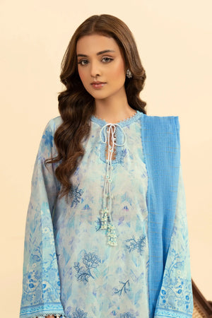 3 Piece Unstitched Sky Blue Premium Embroidered Jacquard Lawn Suit By Safa Noor Summer 2026 Dahlia Collection