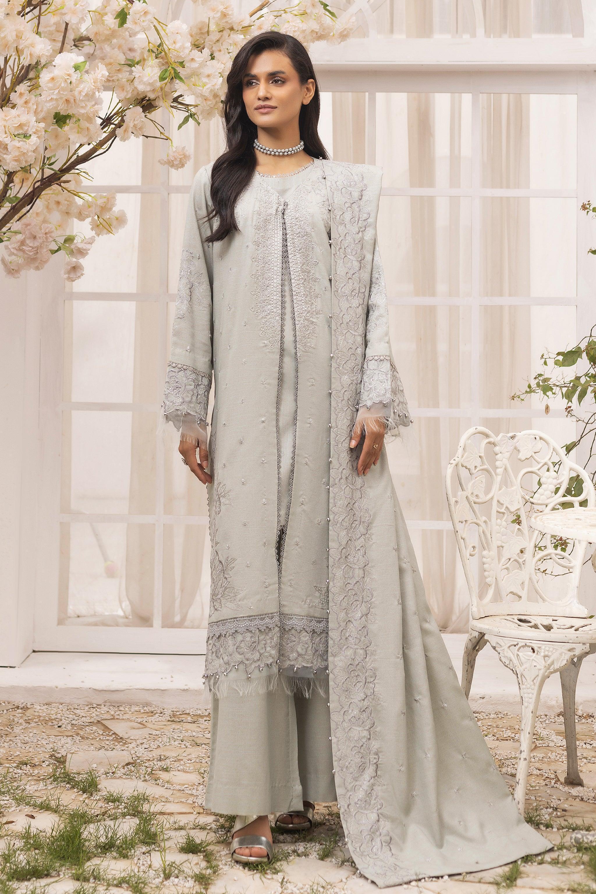 3 Piece Unstitched Smoke Grey - SafaNoor