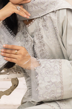 3 Piece Unstitched Smoke Grey - SafaNoor