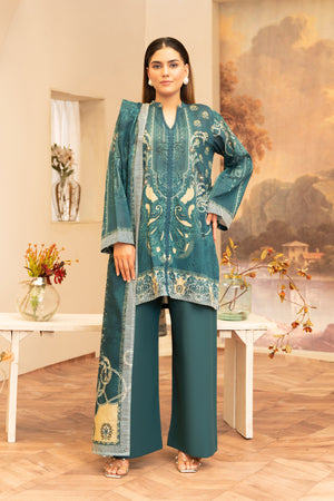 3 Piece Unstitched Teal Green Printed Lawn - (Vol-104/24)3P-S-25-D4 - SAFANOOR