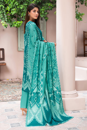 3 Piece Unstitched Teal Printed Khaddar - (Vol-111/11)D11 - SAFANOOOR
