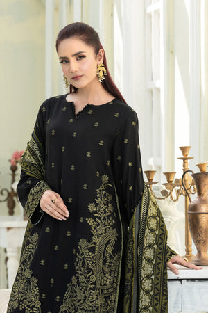 3 Piece Unstitched Texture Black Dye Embroidered Suit