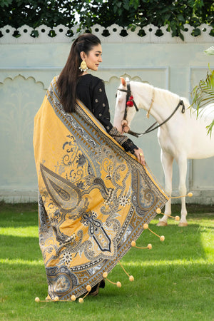 3 Piece Unstitched Texture Dye Black Embroidered Suit