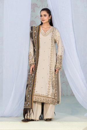 3 Piece Unstitched Texture Dye Bone Embroidered Suit