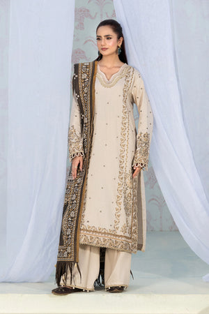3 Piece Unstitched Texture Dye Bone Embroidered Suit
