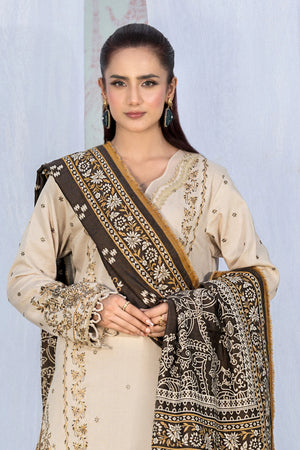 3 Piece Unstitched Texture Dye Bone Embroidered Suit