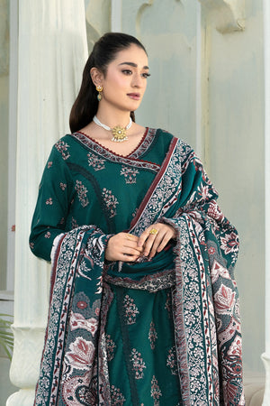 3 Piece Unstitched Texture Dye Green Embroidered Suit