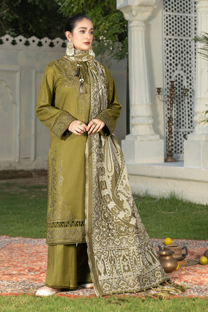 3 Piece Unstitched Texture Dye Luxor Gold Embroidered Suit