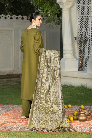 3 Piece Unstitched Texture Dye Luxor Gold Embroidered Suit