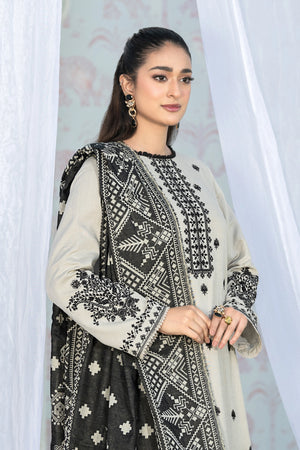 3 Piece Unstitched Texture Dye Moon Mist Embroidered Suit