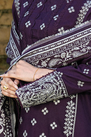 3 Piece Unstitched Texture Dye Purple Embroidered Suit