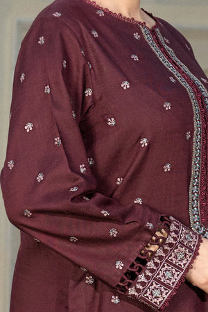 3 Piece Unstitched Texture Dye Seal Brown Embroidered Suit