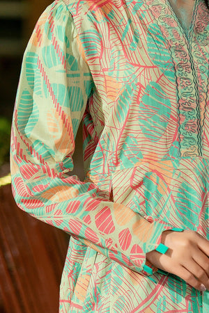 3 Piece Unstitched Turquoise Embroidered Lawn - SafaNoor