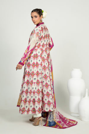 3 Piece Unstitched White Embroidered Lawn - (Vol-105/06)3P-S-25-D4 - SAFANOOR