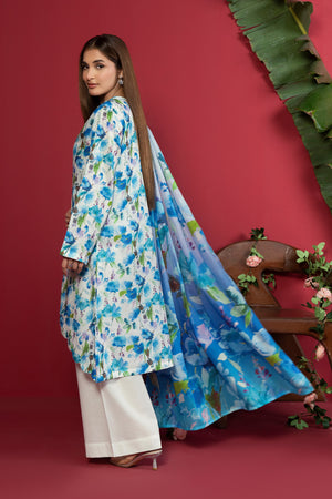 3 Piece Unstitched White Printed Lawn - (Vol-106/23)3P-S-25-D2 - SAFANOOR