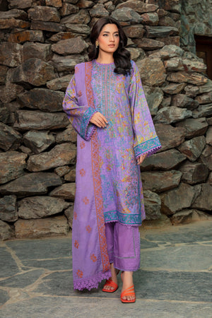 3 Piece Unstitched Wisteria Embroidered Lawn - SafaNoor