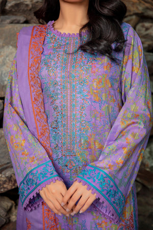 3 Piece Unstitched Wisteria Embroidered Lawn - SafaNoor