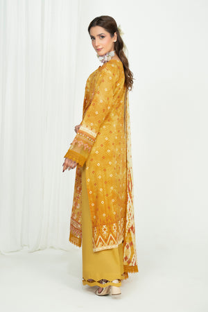 3 Piece Unstitched Yellow Embroidered Lawn - (Vol-105/06)3P-S-25-D3 - SAFANOOR