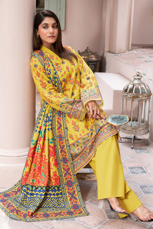 3 Piece Unstitched Yellow Printed Khaddar - (Vol-111/11)D8 - SAFANOOOR