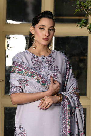 3 Piece Unstitched pastel light purple Luxury Embroidered Lawn Suit