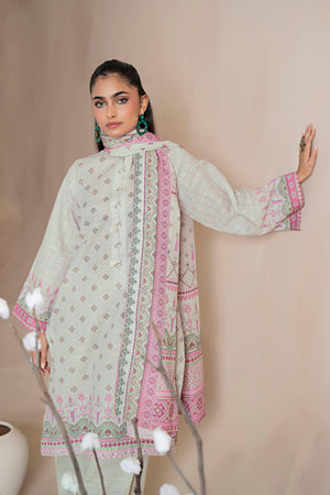 3 Piece White Khaddar Unstitched - SafaNoor