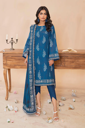 3 Piece Classic Blue Khaddar Unstitched - (Vol-79/11)3P-W-24-D-5 - SAFANOOR