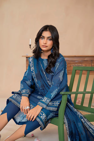 3 Piece Classic Blue Khaddar Unstitched - (Vol-79/11)3P-W-24-D-5 - SAFANOOR