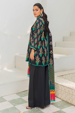 3 Piece Unstitched Chic Black Printed Lawn - SafaNoor