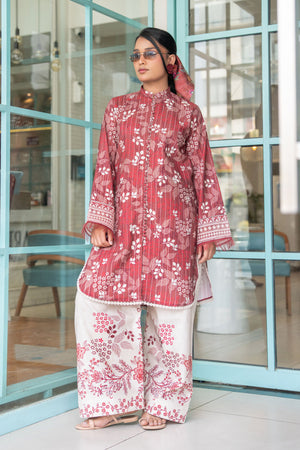 Brick Red 2 Piece Unstitched Embroidered Lawn