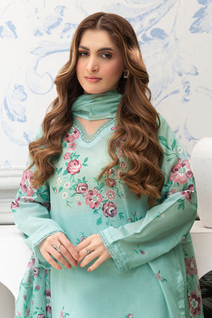 Cambridge Blue 3 Piece Unstitched Premium Printed Lawn Suit By Safa Noor Nigaah Collection Summer 2026